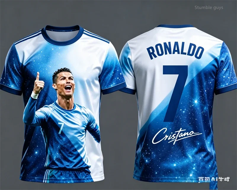 Sommer Herren Ronaldo 7 Fußballtrikot T-Shirt Kurzarm Sportbekleidung Mode Übergroße Trainingskleidung Oberteile Kinderbekleidung