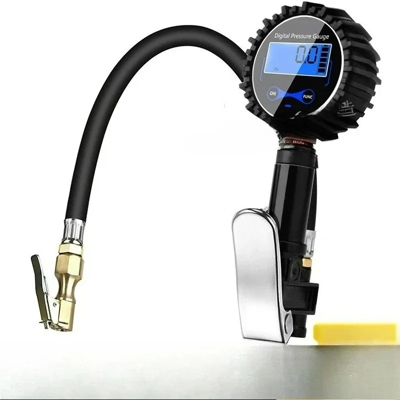 

ЖК-цифровой тестовый манометр из алюминиевого сплава для мониторинга инфляции для велосипеда, мотоцикла, автомобиля, цифровой манометр для шин, воздушный насос