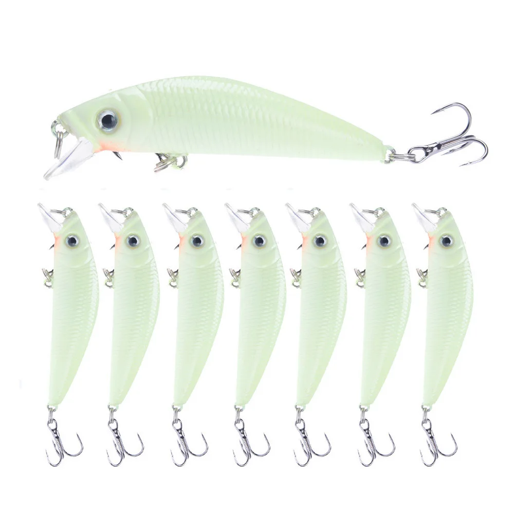 

5 Pcs Night Fishing Lures Artificial Baits 3D Glow Dark Jitterbug Striped Bass Hard Bait Hook Spinners Sea Freshwater Fish Lures
