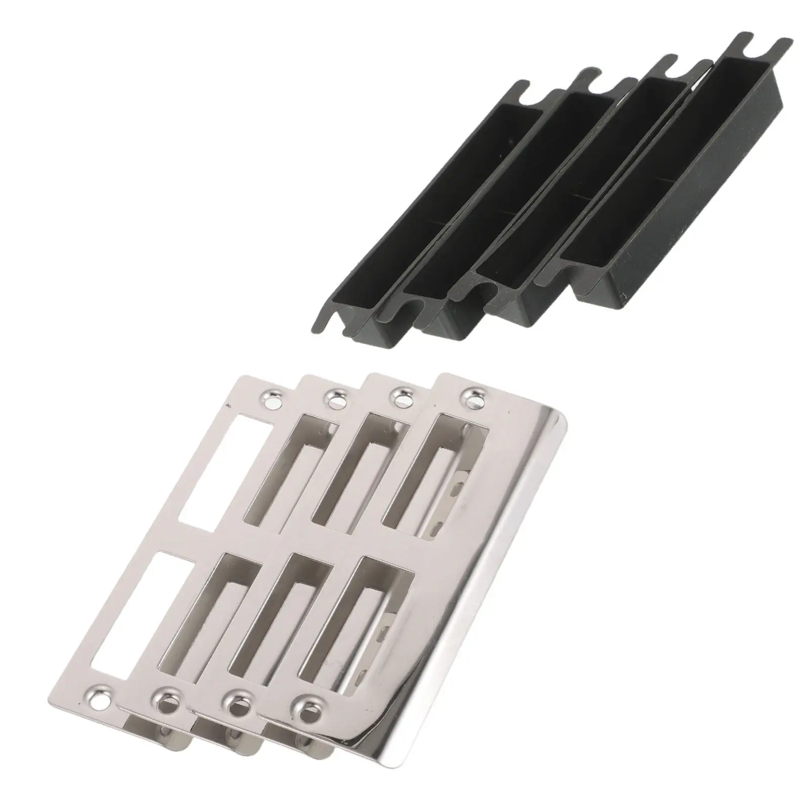 4Sets Lock Body Guide Plate Stainless Steel Door Strike Plate Reinforcement Latch Repair for Interior Exterior Door Security