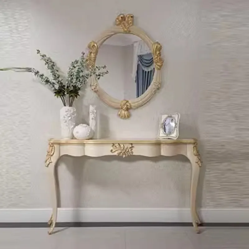 Entrance table, living room entrance table, beige gold-painted display table, entrance decoration table