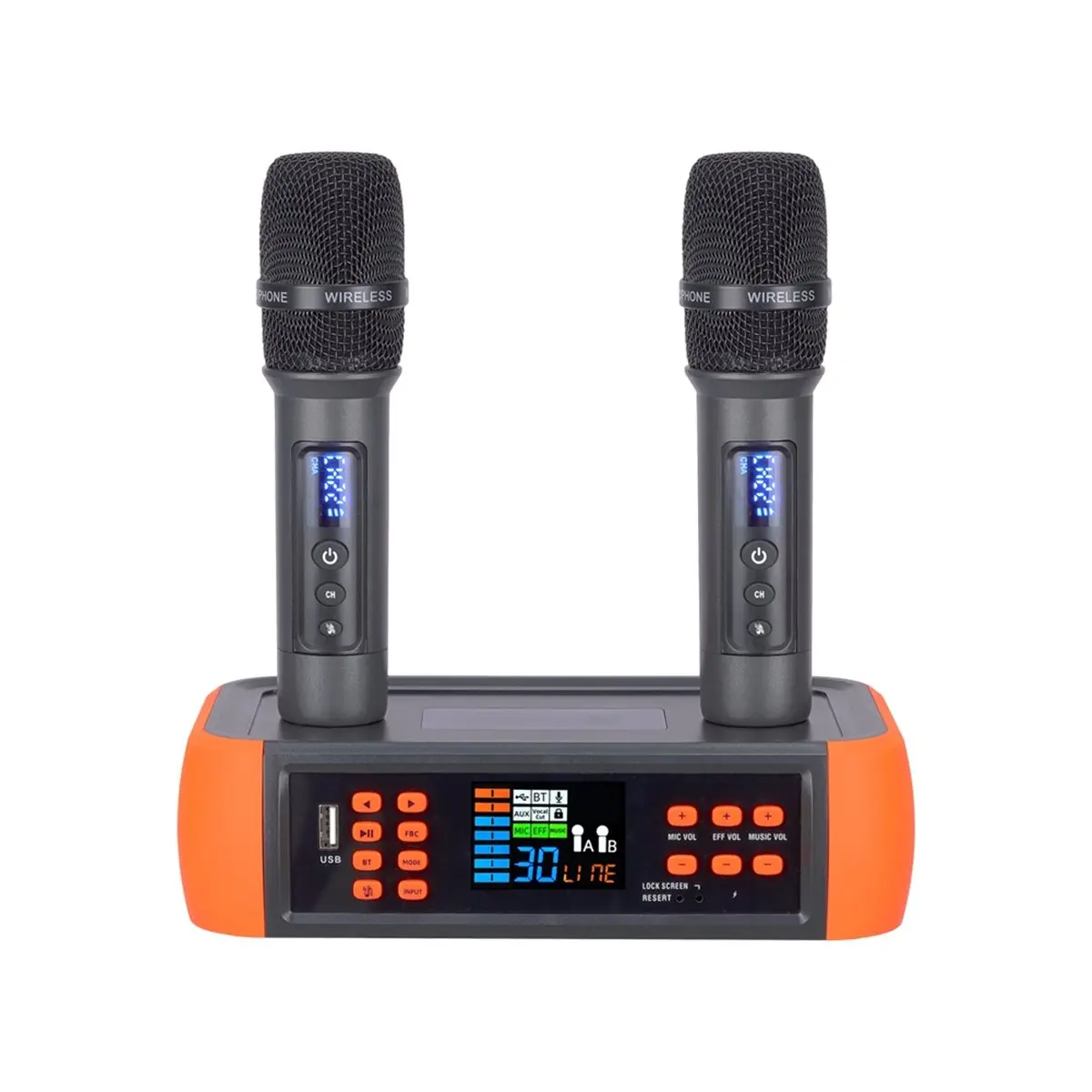 Y1853A*☀▃D80 Multi Channel DSP Microphone Anti Whistling Reverb Bluetooth Wireless Microphone Singing Home Microphone US Plug