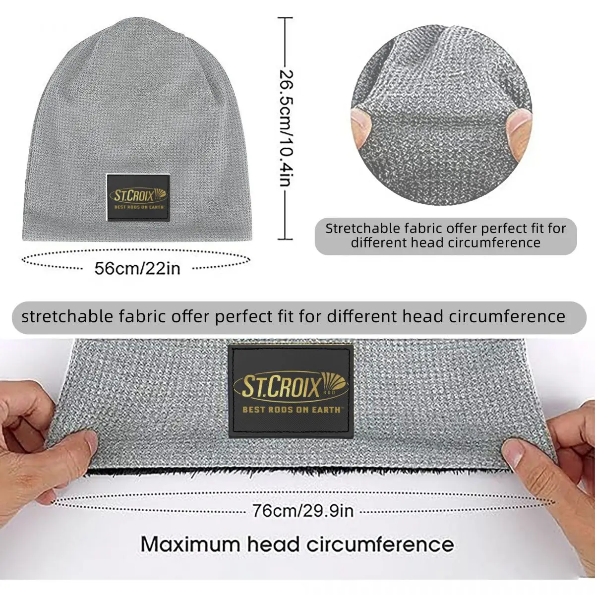 Life Love St Croix Merch Waffle Knit Fleece Lined Beanie with PU Leather Patch Unisex Warm Winter Soft Cap