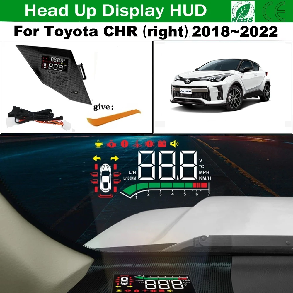 For Toyota CHR （right）2018~2022 OEM Hidden HUD Head Up Display Speedometer Windshield Car Projector Alarm