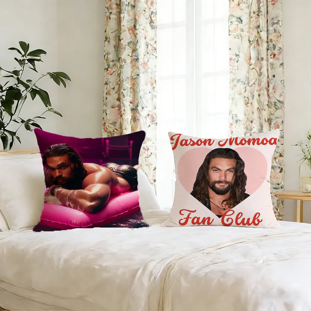 J-Jason Cute Cushion Cover M-Momoa For Pillow Printing Sofa Decoration Home Car Room Coffee Shop Office Nordic Simplicity