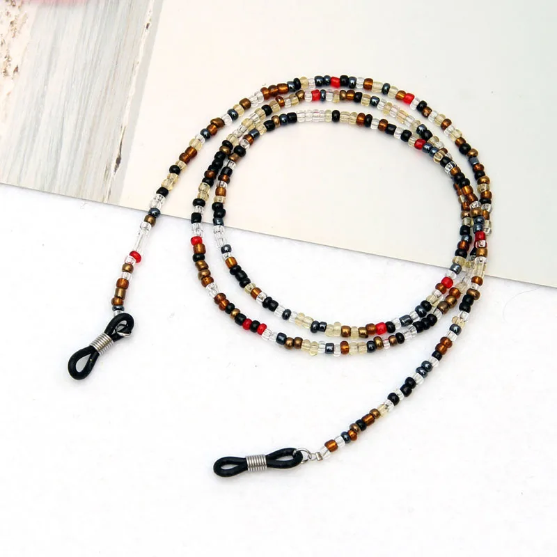 Fashionable Eyeglass Chains Handmade with Tortoise Shell Beads and Anti-slip Loops Delicate Sunglass Chains with Colorful Beads