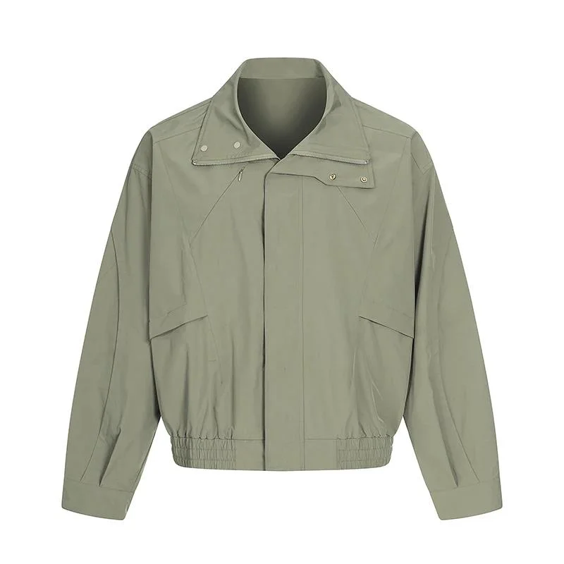 Design Deconstruction Splicing Men's Zipper Jackets 2026 Spring New Loose Stand Collar Long Sleeve Causal Short Coat QELU