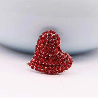 Broches de coração de amor com strass vermelho brilhante para mulheres, crachá geométrico de cristal, alfinetes de lapela, fivela, acessórios de festa casuais, presentes