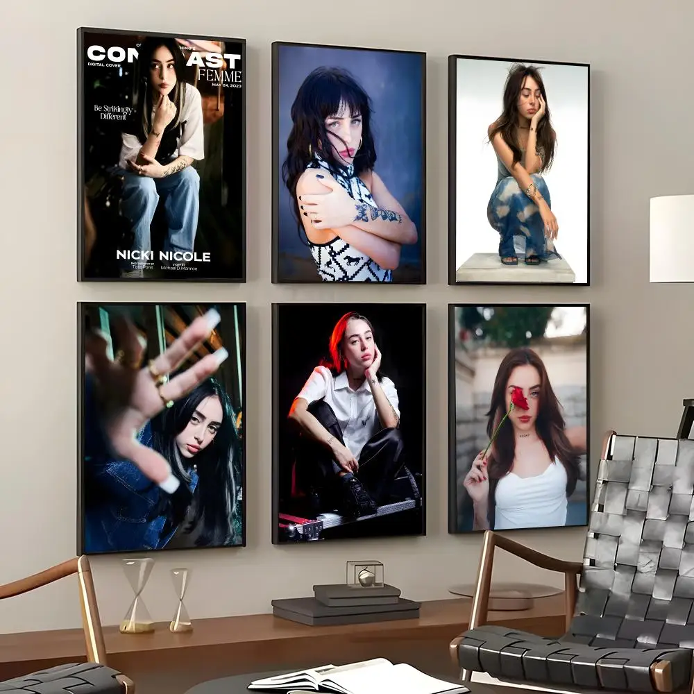 Singer Nicki Nicole Poster Self-Adhesive Waterproof Wall Stickers, Coffee Bar Home Wall Decor