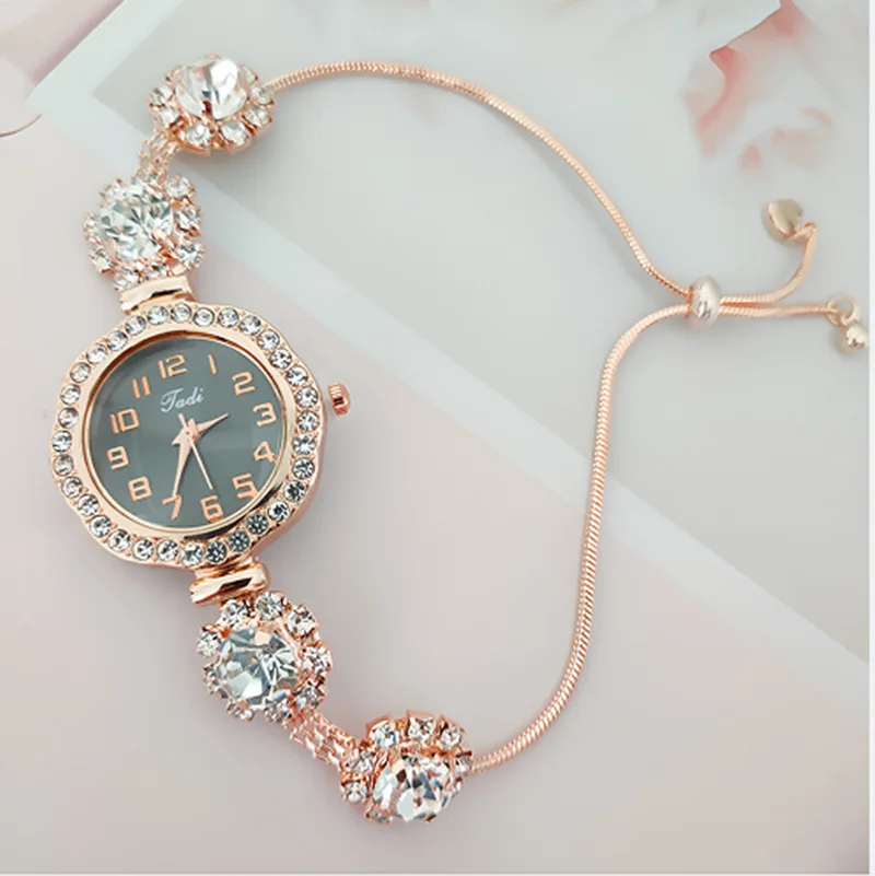 

Women's Watch Pulling Bracelet with Large Diamond Set Zircon for Women's Watch