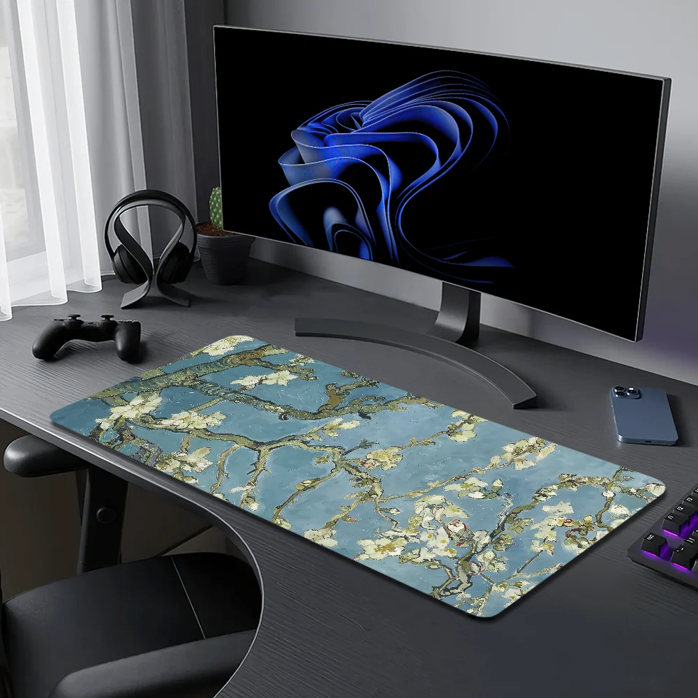 Art Van Gogh The Starry Night Mouse Pad Large Desk Mat Keyboard Ergonomic Office Rubber PC Non-slip Anti-fray Home Custom Best P