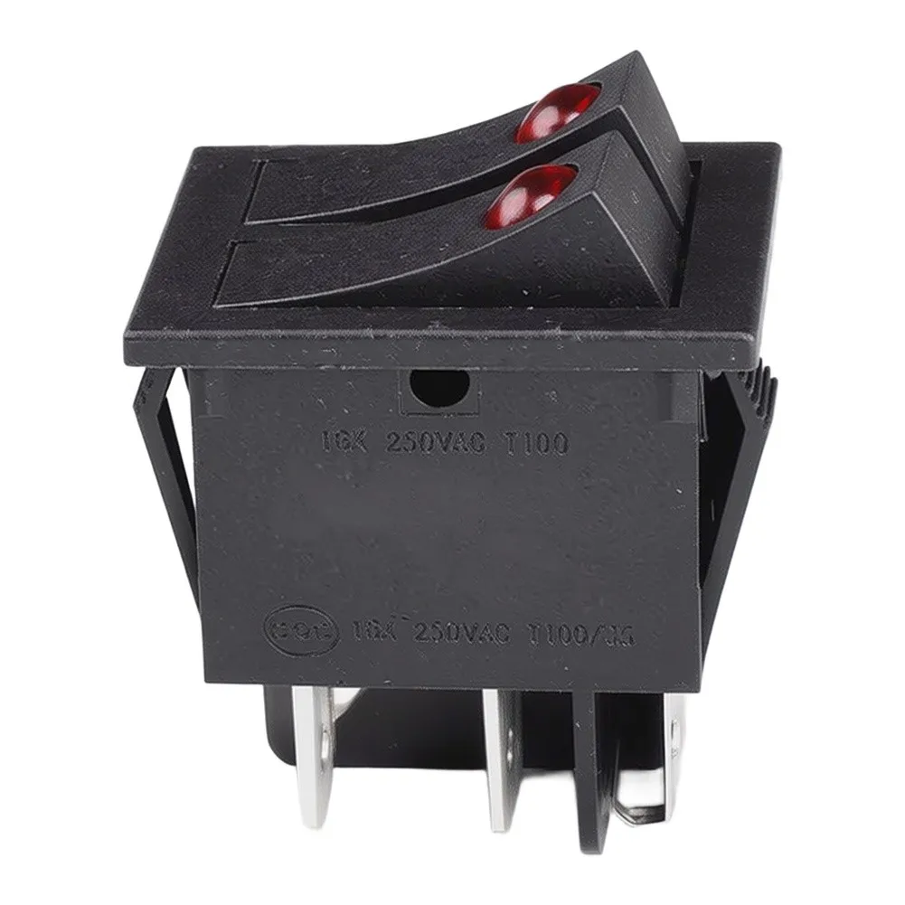 On-Off Rocker Switch Pack 5 Units Rated 250V 16A for Oil Heater Use Featuring 6-Pin Dual Power Connection Design
