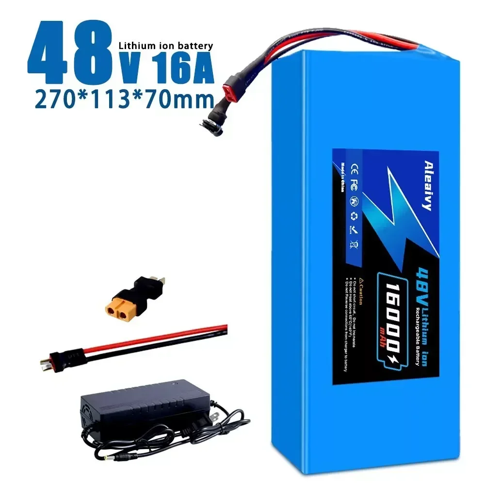 Aleaivy 48V 16Ah Ebike Battery 30A BMS 350W 500W 750W 1000W Motor 18650 Cell Lithium Pack For E Bike Bicycle Electric Scooter