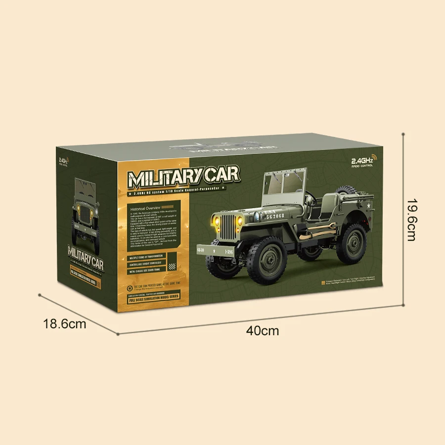 JJRC C8815 1:10 Simulation Model 1941Military Jeep 2.4g Tracked Climbing Scale Off-Road Vehicle Military Truck Children Toy Gift