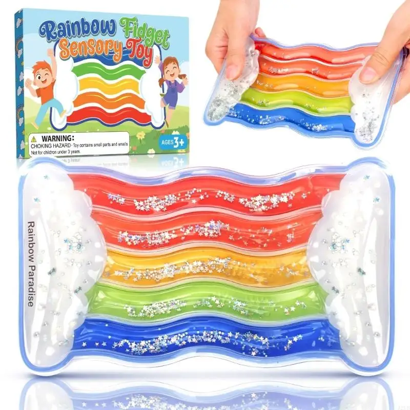Rainbow Color Sensory Squeezable Toy For Toddler Fine Motor Skill Training Relax A2UB