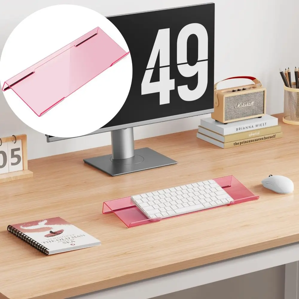 

NEW 17 Inch Keyboard Stand Ergonomic Acrylic Keyboard Riser Stand Elevated Tilted Computer Keyboard Holder for Office Work