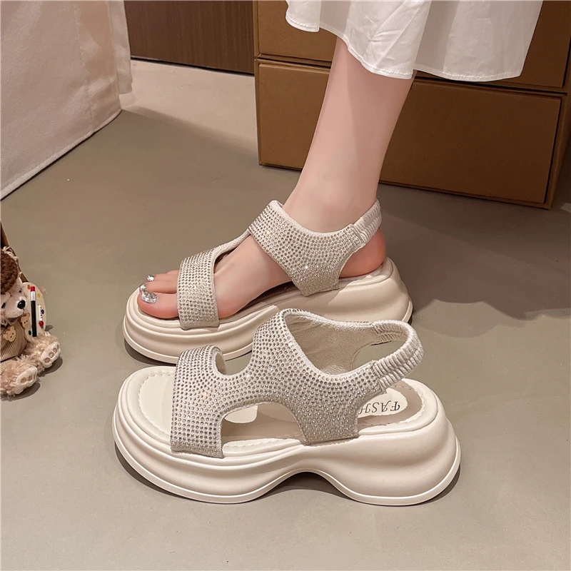 High-heel Open-toe Ankle Strap Water Droplet Waterproof Platform Fashionable Multi-purpose Comfortable Anti-slip Women's Sandals