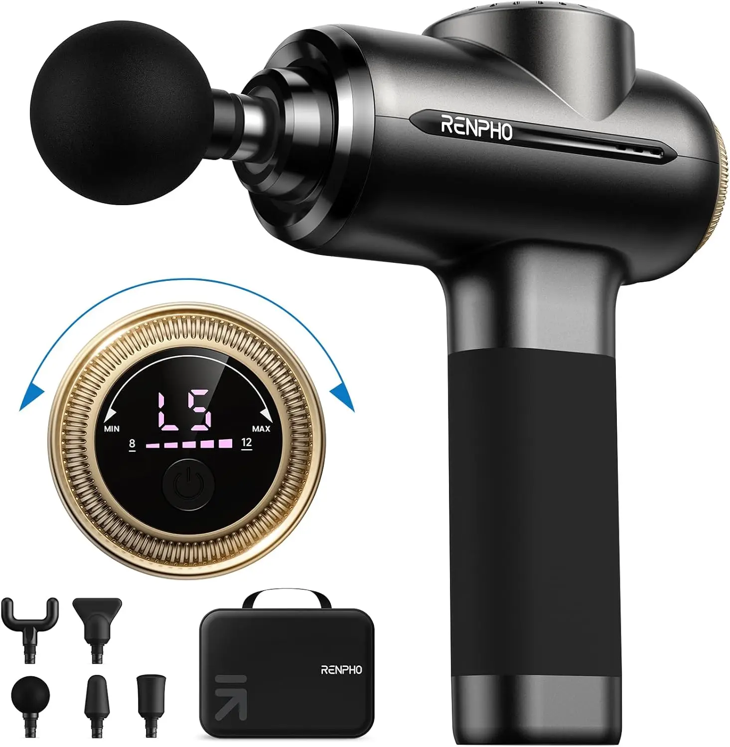 

Massage Gun Deep Tissue with 8-12mm Adjustable Amplitude Heavy-Duty, FSA HSA Eligible,