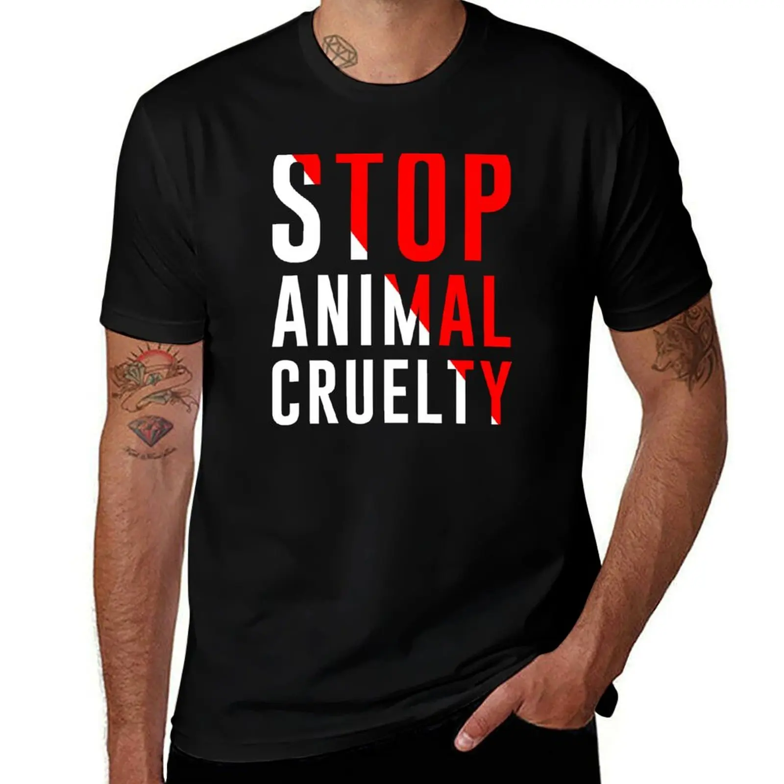 Stop Animal Cruelty T-Shirt Street Art Print Tee Shirt T-Shirt