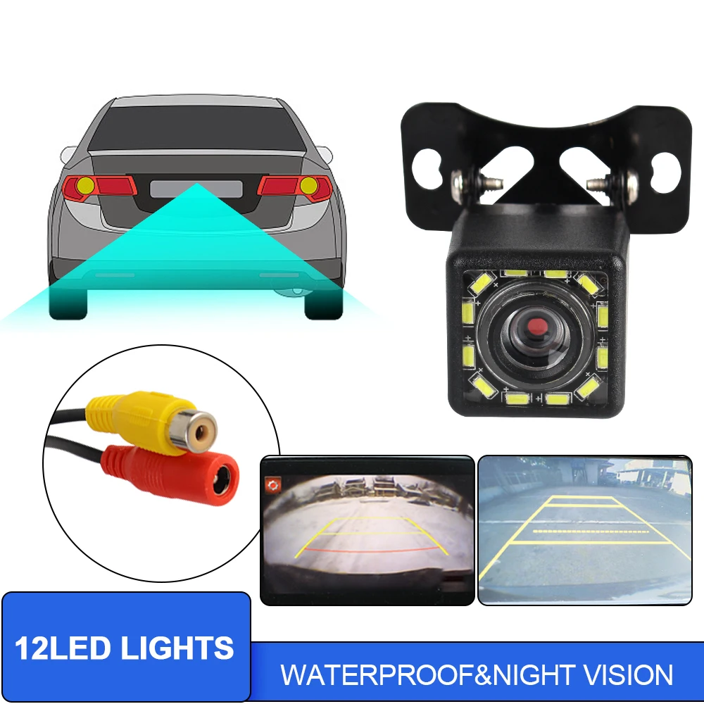 

Ptopoyun Car Rear View Camera 4 LED 12 LED Night Vision Reversing Auto Parking Monitor CCD Waterproof 170 Degree HD Video Camera