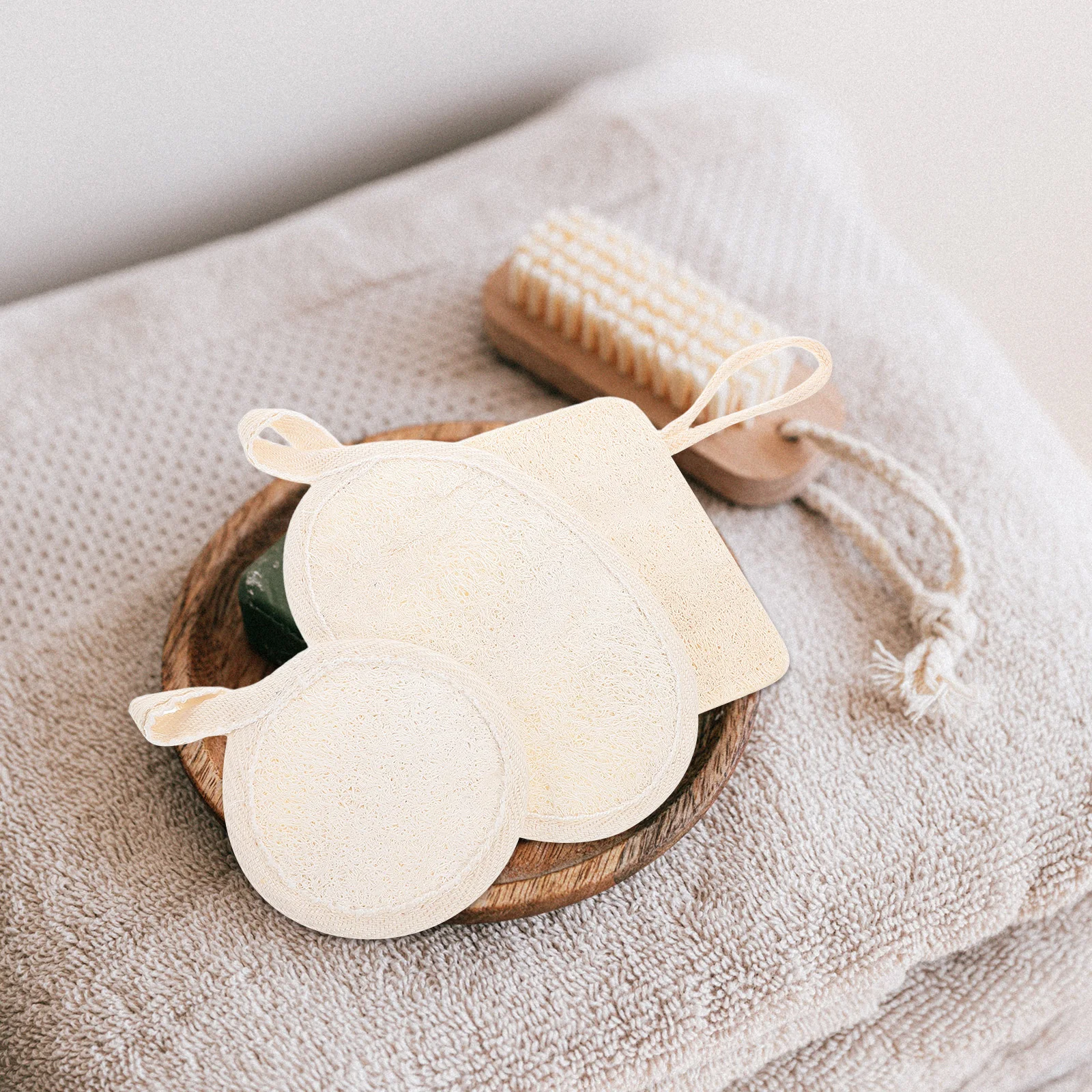 3 قطعة منصات التقشير اللوف الطبيعي غسل الوجه منصات متعددة الاستخدام أجهزة تنظيف الجسم استبدال التطهير دش القماش لطيف الجلد