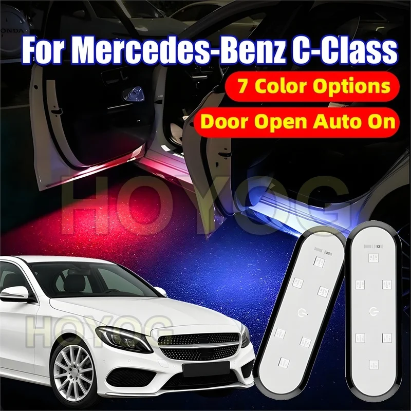 Fit for Mercedes-Benz C-Class 2014-2021 Car Door Courtesy Light for Ground Lighting powered by a USB Rechargeable Battery