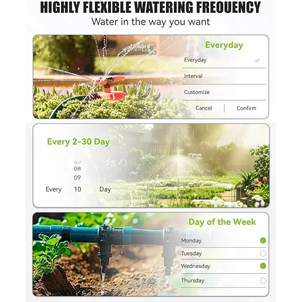 Temporizzatore intelligente per tubo da giardino Timer per irrigazione Bluetooth con ritardo pioggia Programmatore automatico per irrigazione wireless a 2 uscite efficiente