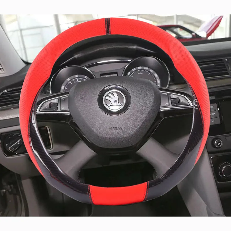 

Чехол на руль автомобиля для Skoda Octavia MK2 MK1 2 3 A5 A7 A8 Fabia Karoq Superb Rapid Kamiq Vision, аксессуары для интерьера автомобиля