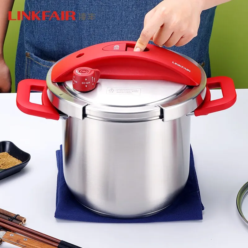 Large Capacity High Pressure Cooker with 304 Stainless Steel Compatible with Gas Induction Cooktops Explosion Proof Adjustable