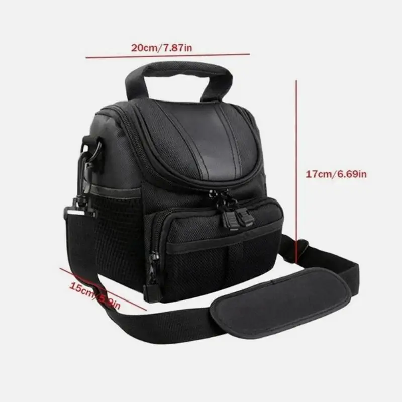 حقيبة كتف للكاميرا من النايلون المقاوم للماء مبطنة بالإسفنج وتصميم مقاوم للصدمات وجيوب أمامية وجانبية للتصوير الفوتوغرافي أثناء