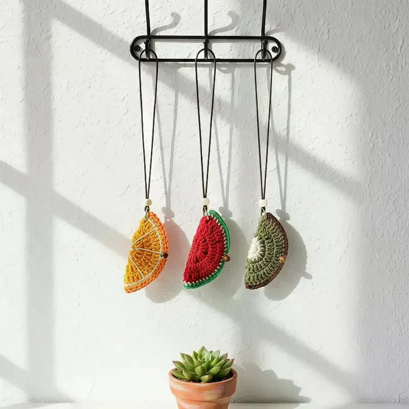 Dopamine-Woven Fruit-Shaped Sunglasses Holder Necklace: 1Pcs Summer Storage Pouch Long Hanging Strap Women