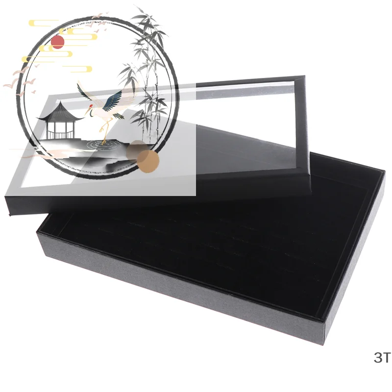 

Черный органайзер-витрина для 100 колец, футляр для хранения и демонстрации ювелирных изделий #