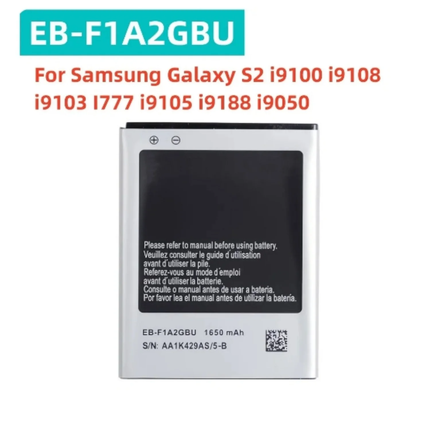 NEW Replacement Battery EB-F1A2GBU For Samsung I9103 I9100 I9050 I9108 I777 B9062 EB524759VA EB524759VU EB524759VK 1650mAh