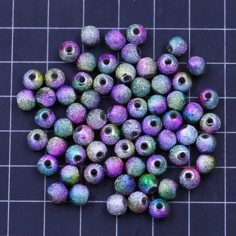 500PCS Fantasy Multicolor Acrylic Round Spacer Beads 6/8mm Handicrafts Home Decoration Clothing Accessories DIY Material Package