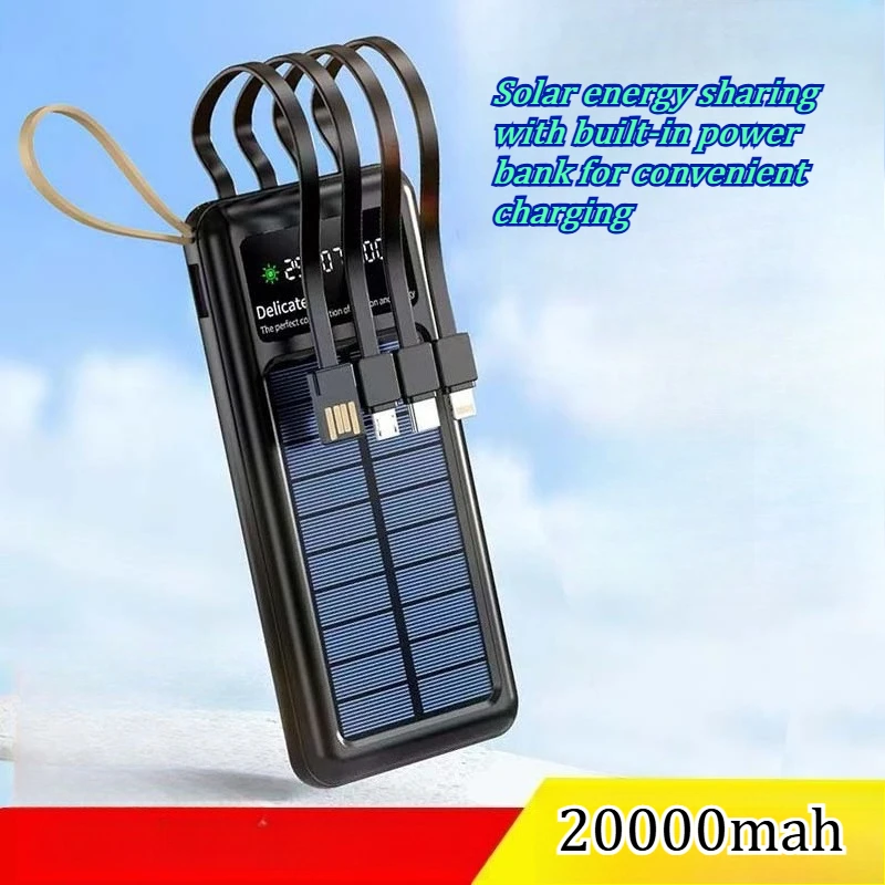 

Новый портативный солнечный повербанк на 20000 мАч со встроенным аккумулятором, удобным ремешком для подвешивания, доступен в различных цветах