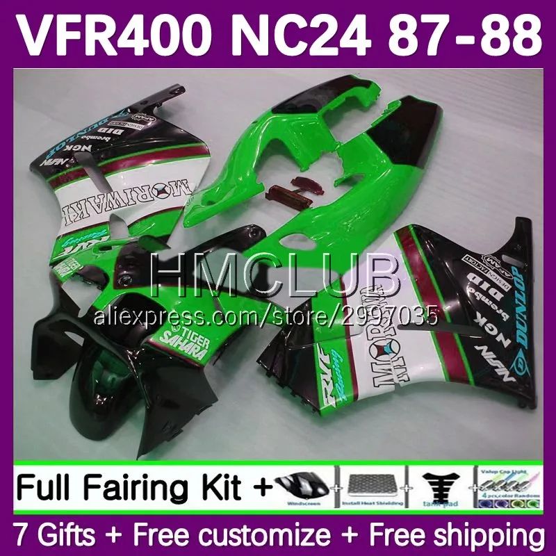 Fairings For HONDA VFR400 R V4 NC24 VFR400RR VFR400R 1987 1988 41No.153 green stock RVF400R RVF VFR 400 R RR 400R CC 87 88 Body