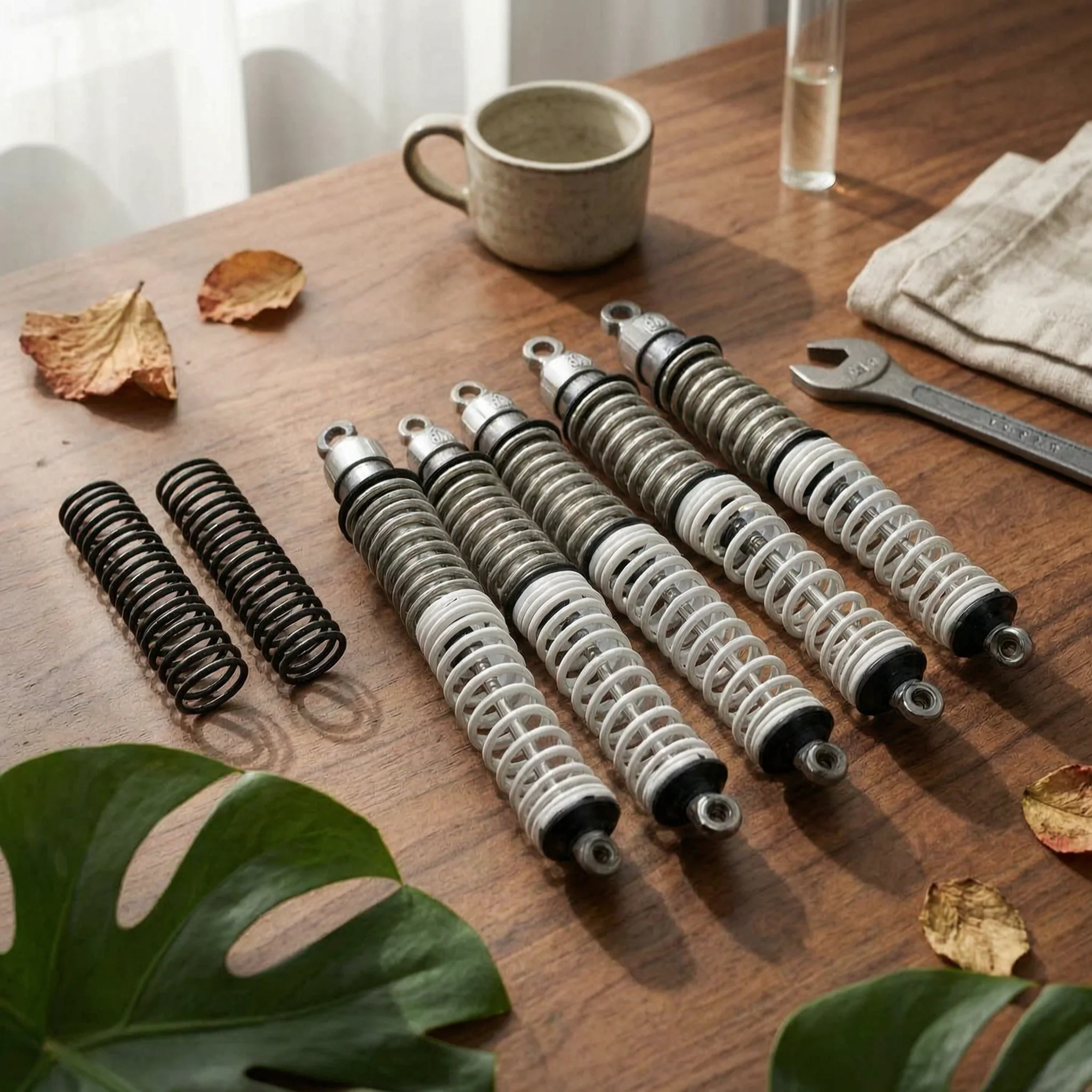 4 Pieces Metal RC Damper with Spare Springs Stable RC Shock Absorber with Dual Springs Hardware Long-Lasting for Hobbyists
