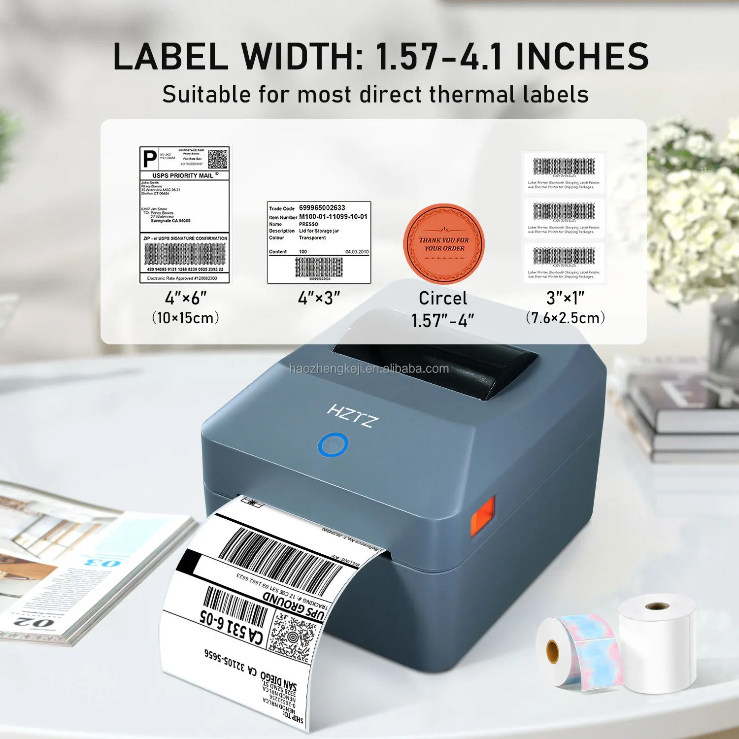 Adhesive Label Printer Barcode Sticker Printing Machine Thermal Label Printer Waybill 4-Inch Shipping Label Printer