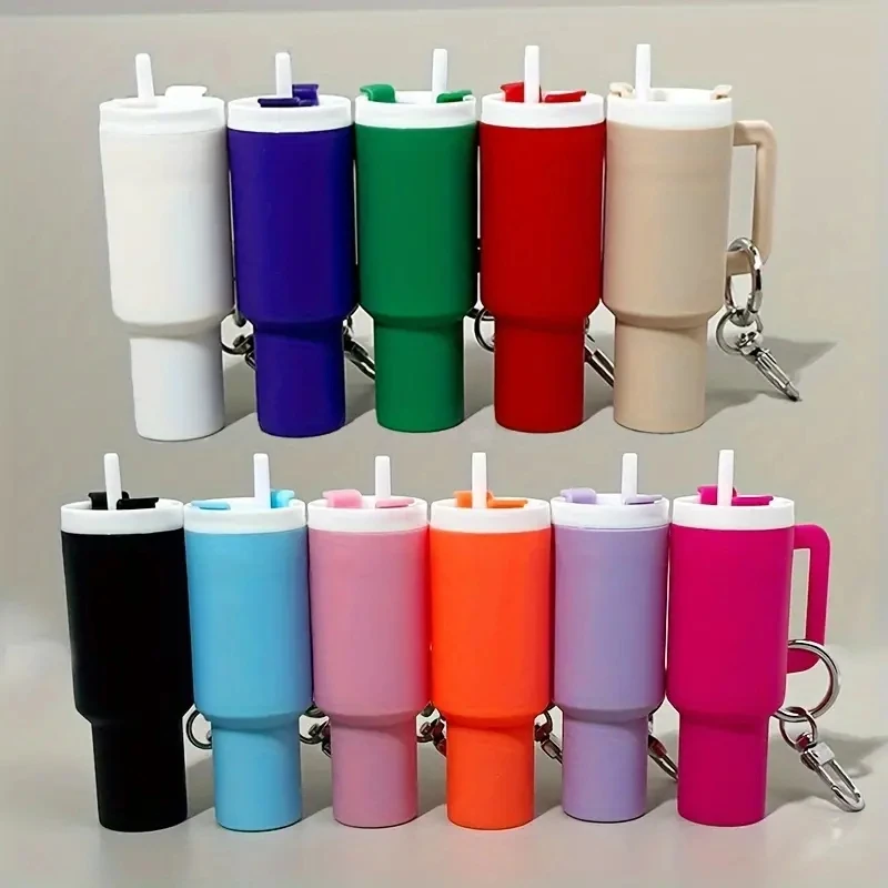 Mini Thermos Keychain - Multifunctional PVC Keyring, Suitable for Lipstick and Accessories Gift, Fashionable Bag Gecoration