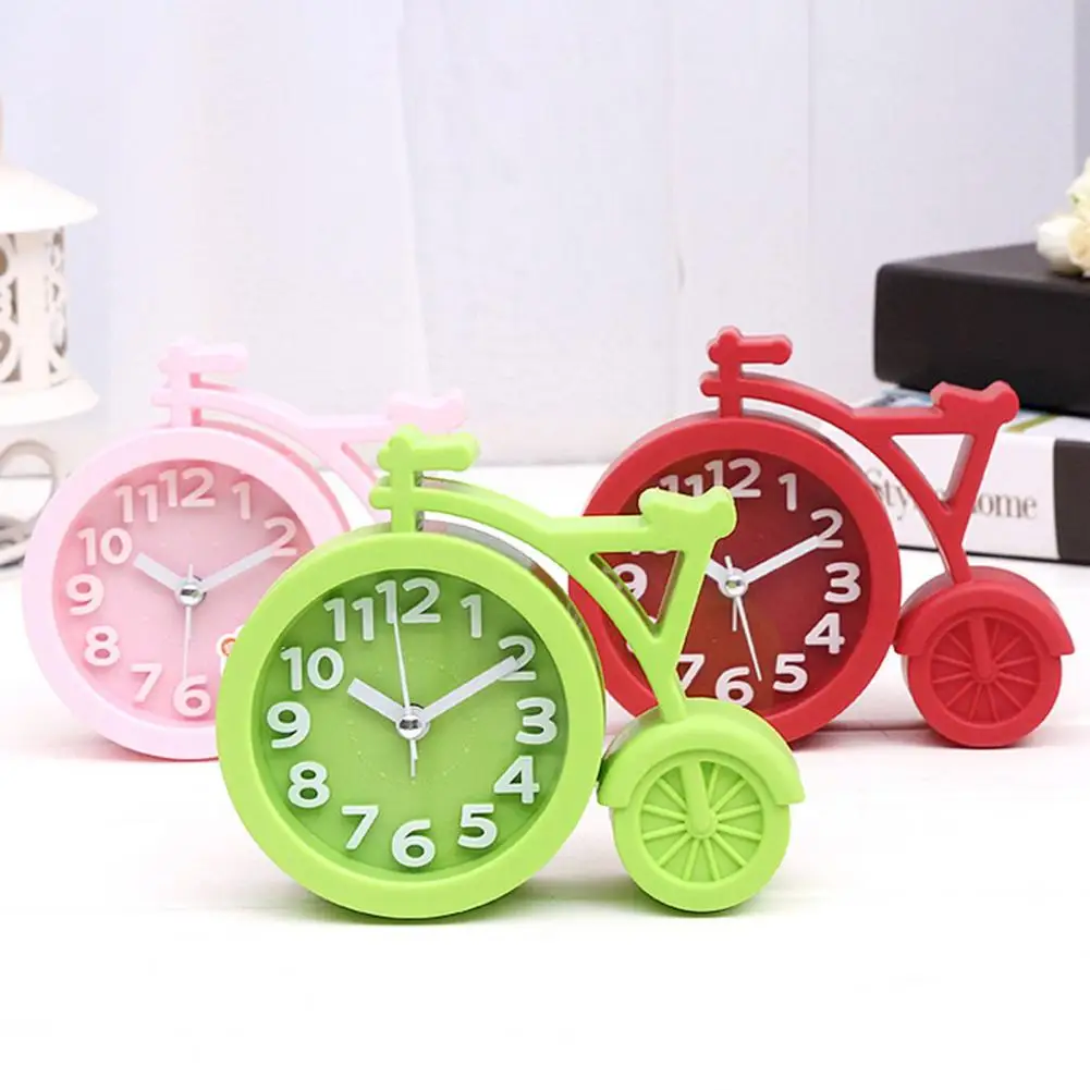 Children's Bicycle Shape Alarm Clock Funny Alarm Clock Toy Cute Creative Bedroom Bedside Clock Student Kid Holiday Birthday Gift