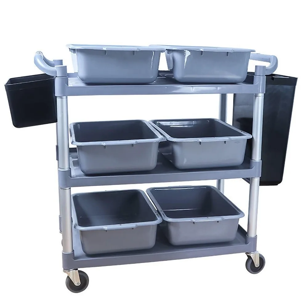 Commercial 3 Tier Utility Cart with Wheels Home Kitchen Rolling Storage Cart Multifunctional Trolley Serving Carts for