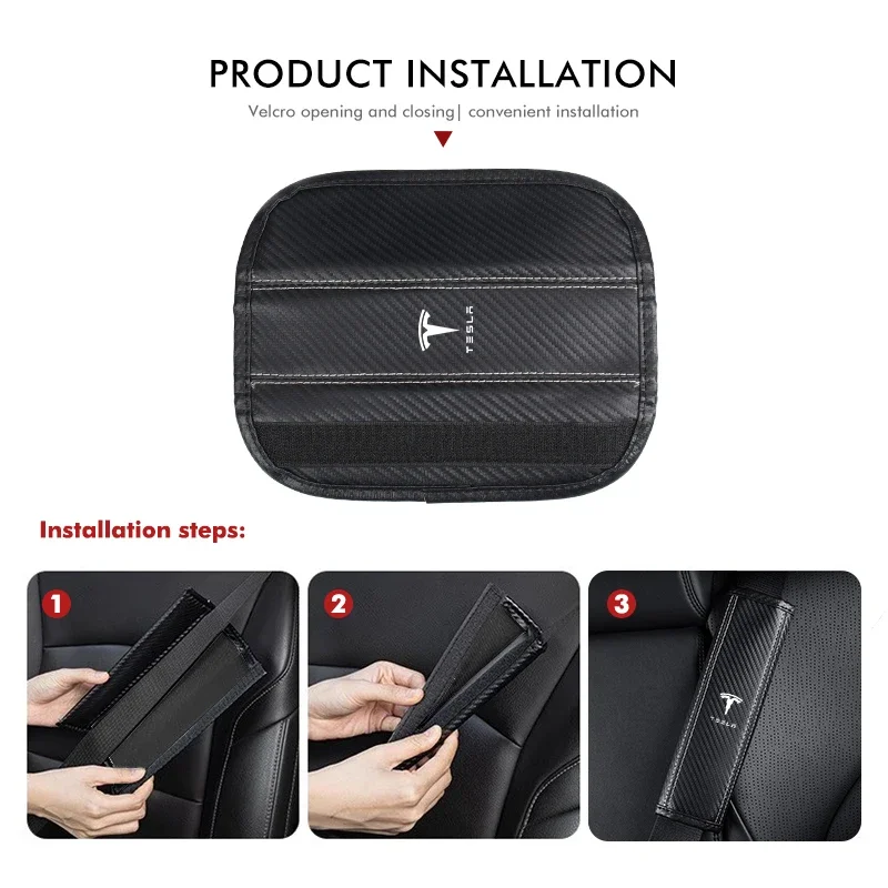 Car Styling Seat Belt Cover Leather Shoulder Protector Pads For Tesla Model Y 3 S X Roadster Bonina