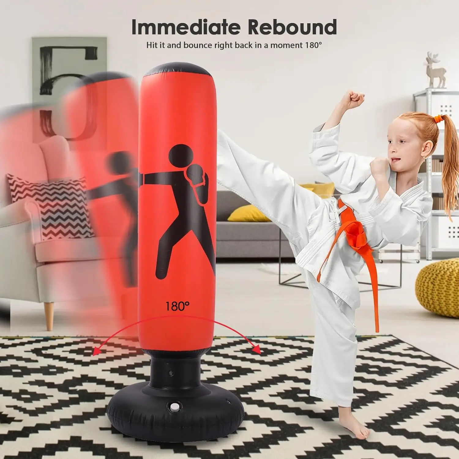 COMCO Boxing Column,Inflatable Punching Bag for Adult&kids,Durable PVC Material,Healthy&Fun Exercise,Improve Self Confidencef