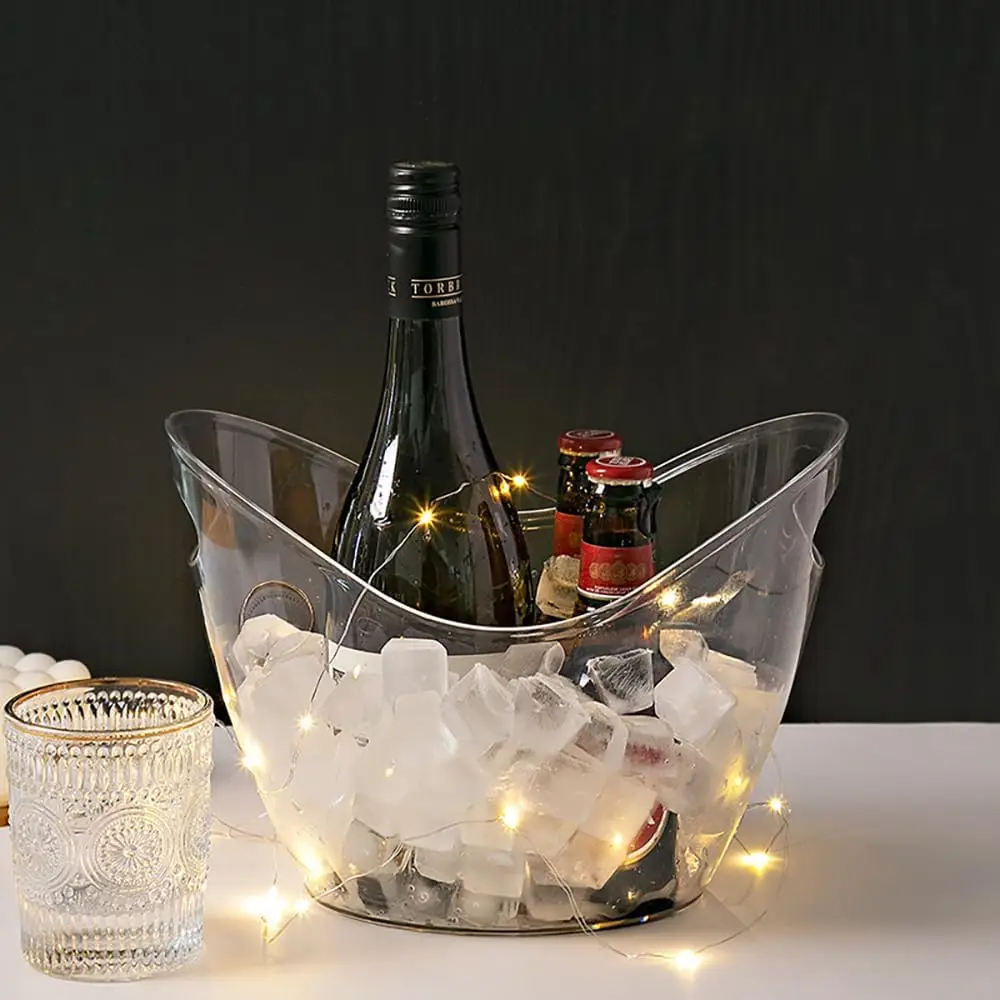 Transparent Acrylic Ingot Ice Bucket Plastic Champagne Wine Cooler Bar KTV Beer Ice Storage Tub Gold Ingot Shape Ice Pail
