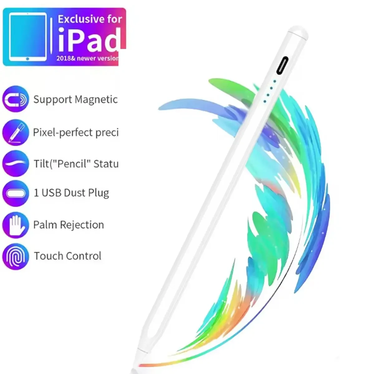 

Stylus Pen for IPad 6th-11th Generation- Fast Charge Active Pencil Compatible with 2018-2025 for Apple IPad Pro 11"/12.9" M4