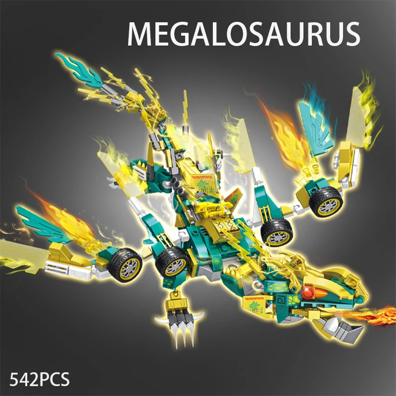 Giant sea god horned dragon hurricane dragon assembled building blocks boys' high difficulty toy holy beast mecha