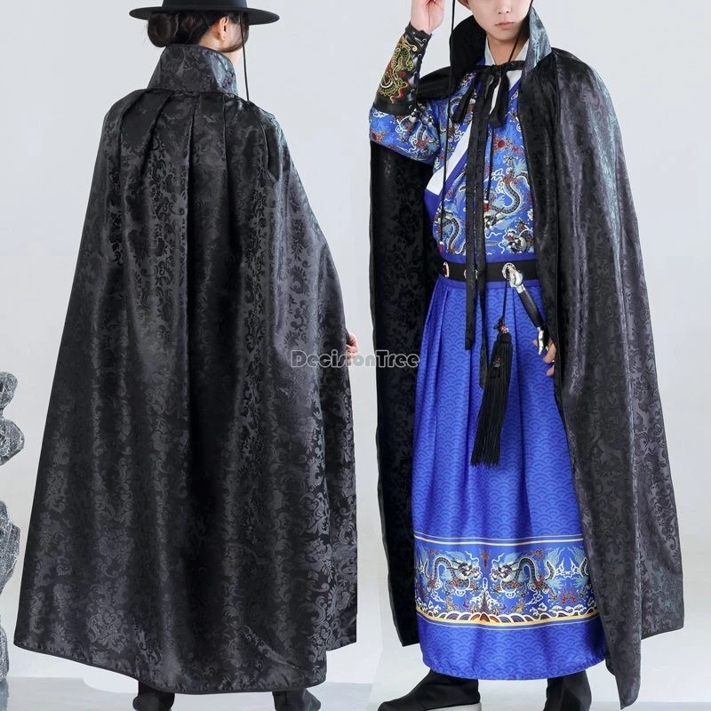 2024 chinese ming dynasty ancient style hanfu cloak unisex stand collar printing lace cloak retro handsome knight-errant costume