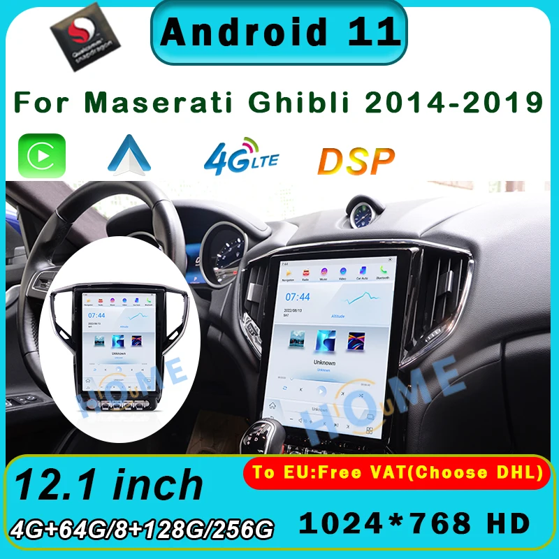 

12.1" Car Radio Display For Maserati Ghibli 2014-2019 Video Stereo Tesla Style Touch Vertical Screen Carplay Android Auto 4G LTE