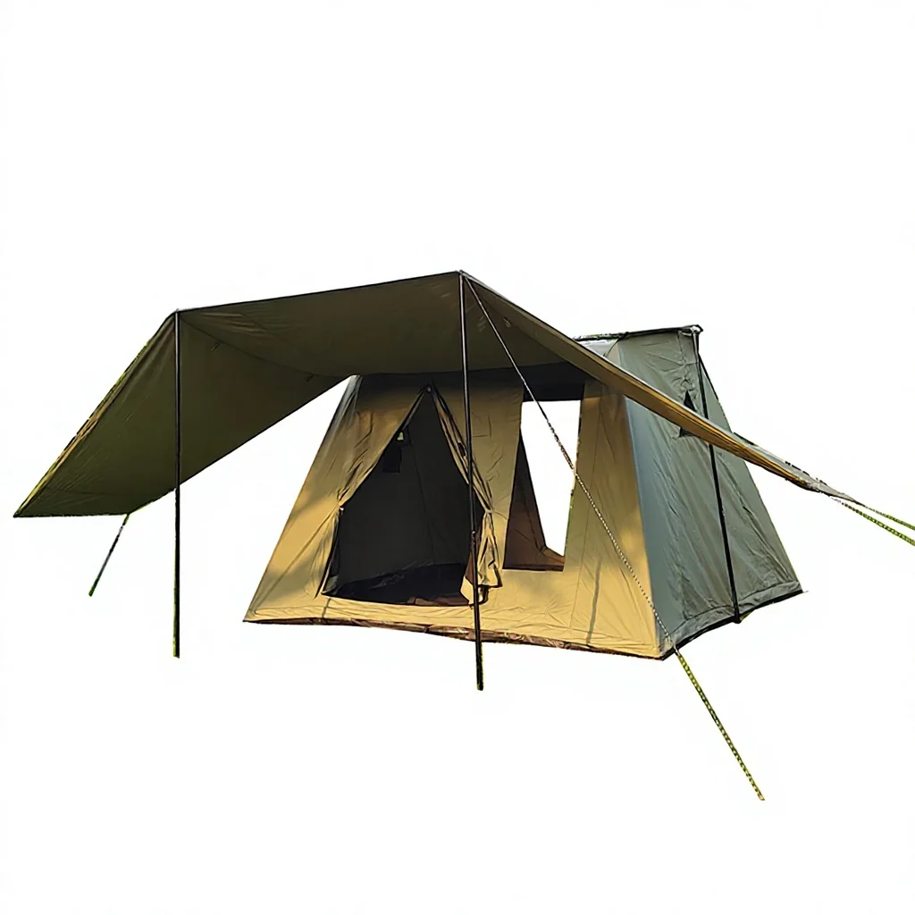 2026 Spring Tent Outdoor Camping Multi-Person Luxury Cabin-Style Ridge Tent Large Cotton-Lined Thickened Aluminum Poles Four Sea