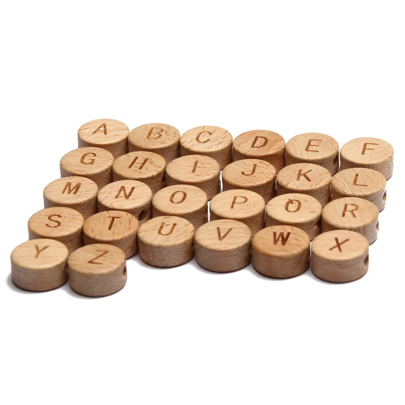 20pcs/lot 5x10mm Flat Round Letter Spacer Beads Loose Wooden Beads For Jewelry Making Diy Bracelet Necklace Handmade Accessories